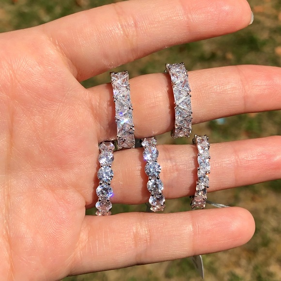 925 Sterling Silver Round Wide Full Eternity Band - Picture 8 of 13